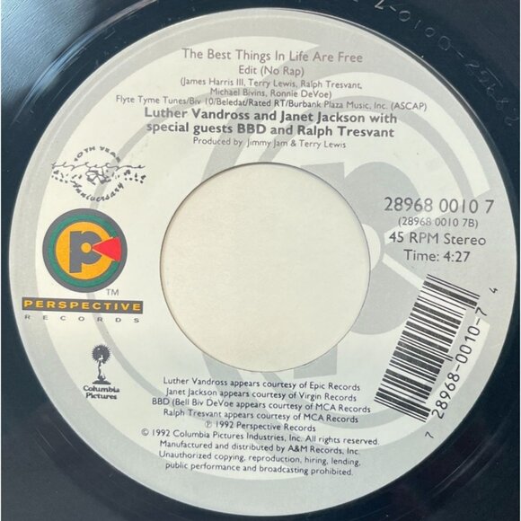 Luther Vandross Janet Jackson Best Things in Life Are Free 45 Funk Soul 90s - Picture 2 of 6